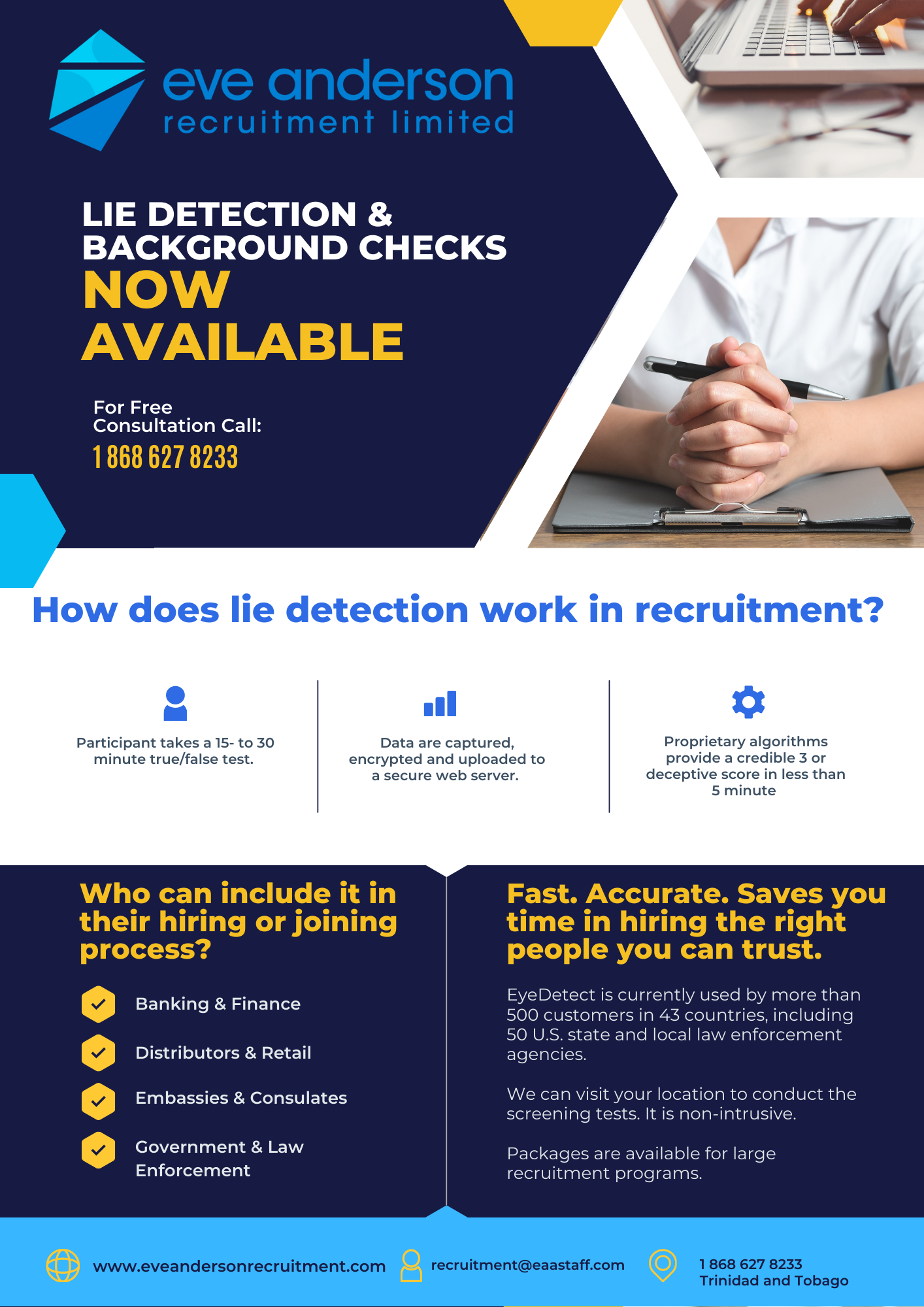 Eve Anderson Recruitment launches Lie Detection non-intrusive screening tests