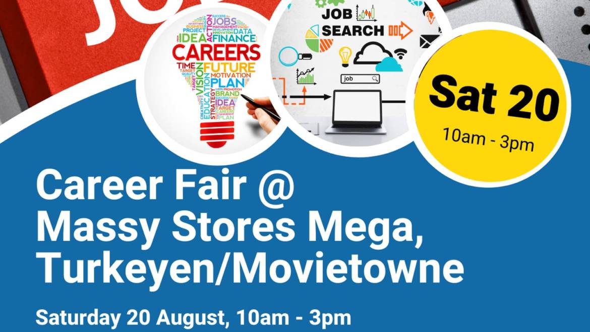 Job Fair this Saturday 20th August 2022 at Massy Mega Store Launch, Turkeyne Movietowne Mall, Guyana