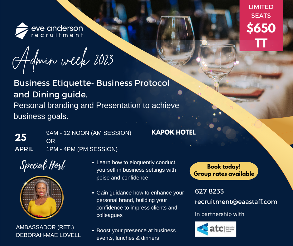 Admin Week event, Business Etiquette – Business Protocol and Dining Guide